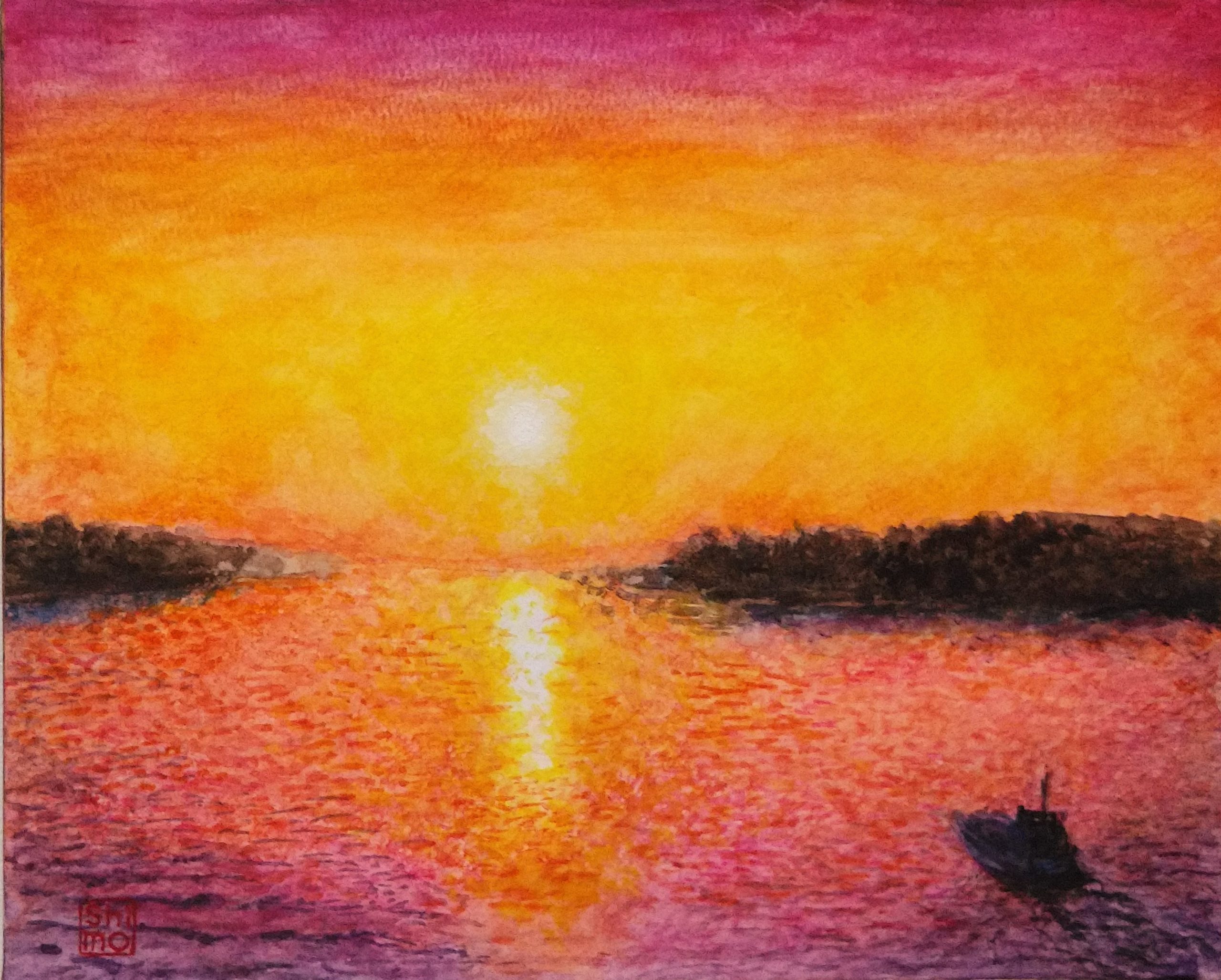 夕日の海景色