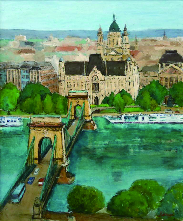2012年、ザルツブルクでの国際会議の帰途に訪れたブダペストでのスケッチの基づいて描いた油彩です。キャンバスに油彩。#風景画 #ハンガリー #ドナウ川