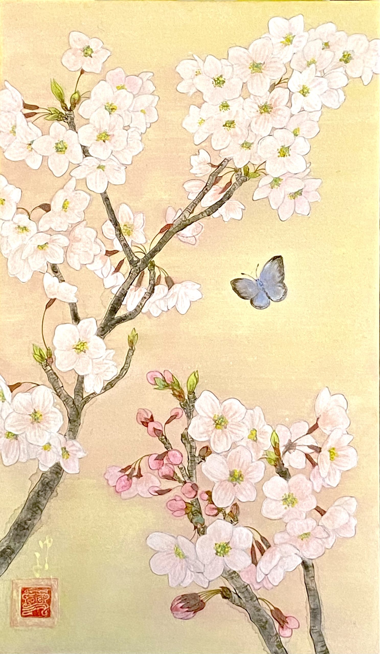 売り値下★佐藤景月『梅月』日本画 掛軸 掛け軸 花鳥、鳥獣