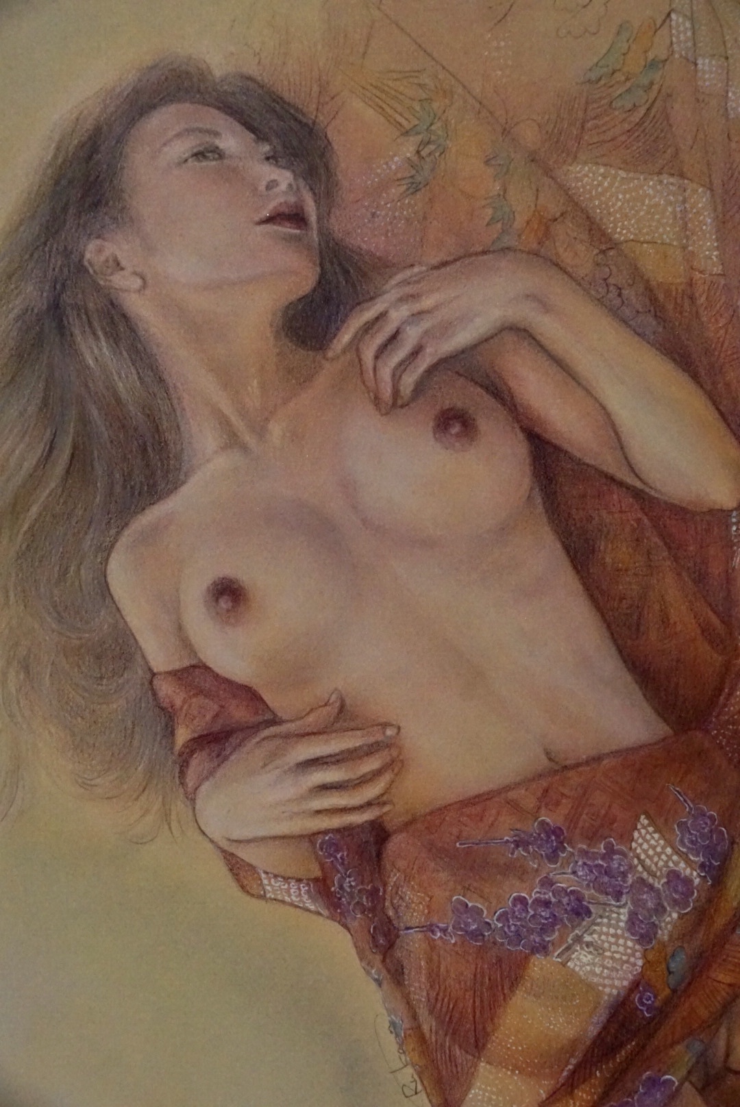 裸婦画 直筆デッサン原画 美人画「浮舟」