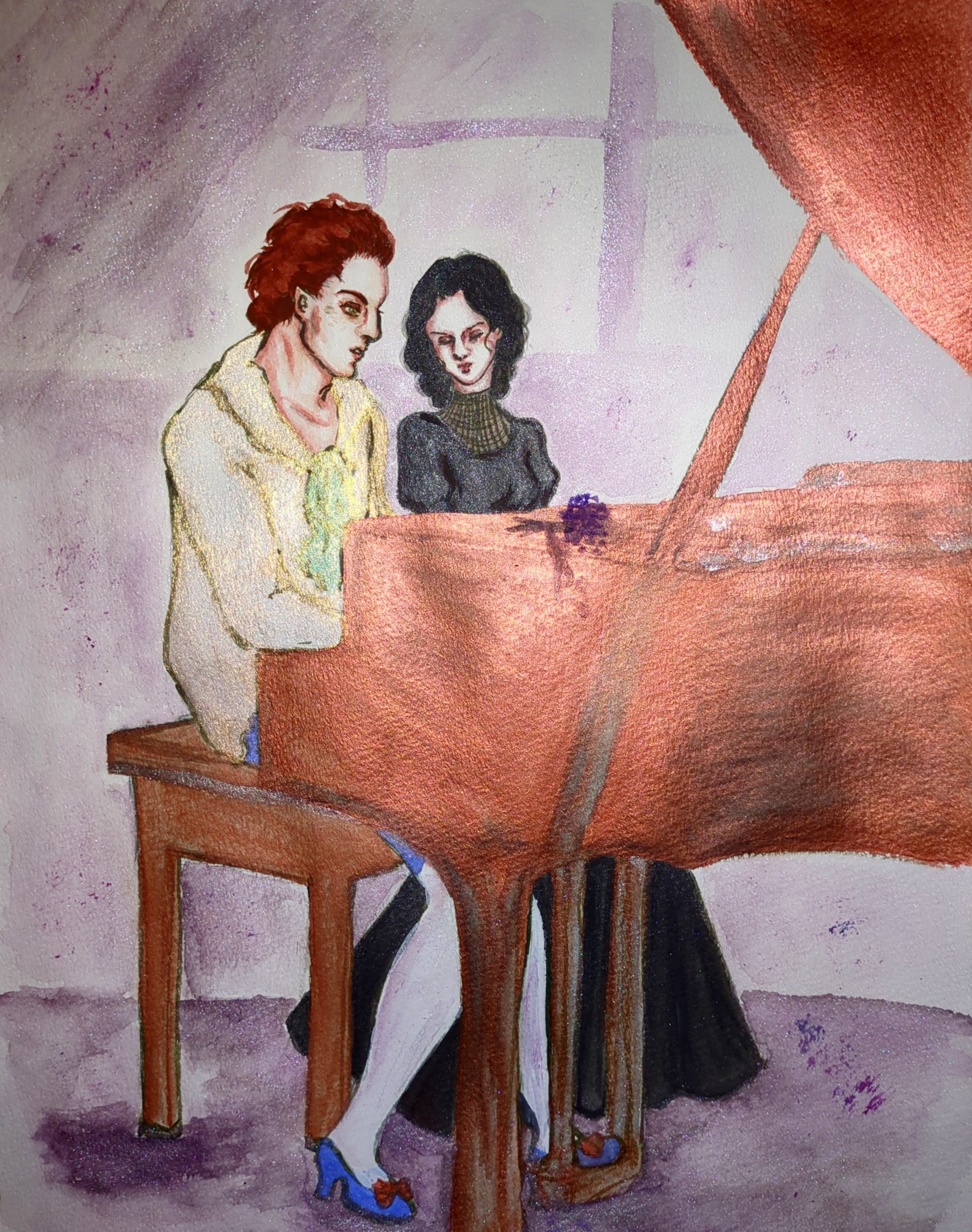 ピアノを教えるオリヴィア