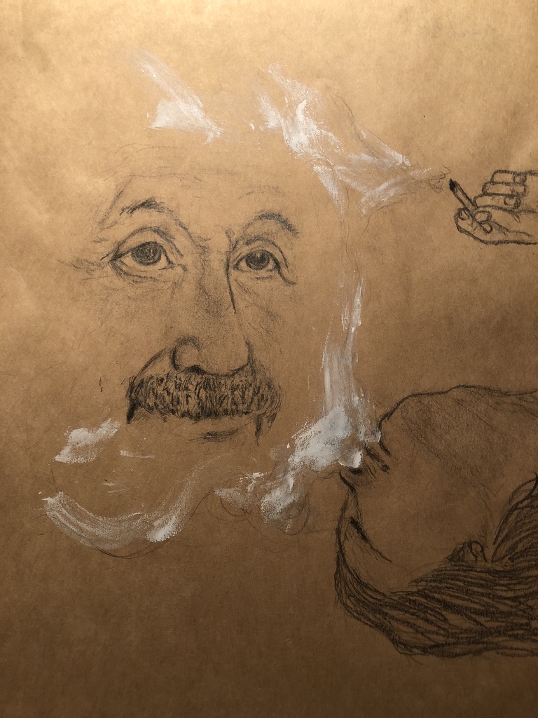 アインシュタインと偶々写り込んだ大麻を吸う女